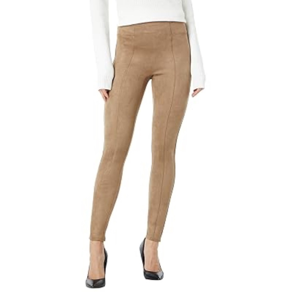 SPANX Womens Large Faux Suede High Rise Leggings Rich Camel Neutral Minimalist
